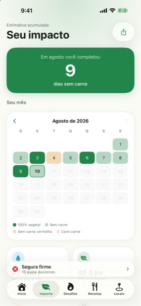Calendário mensal com os dias marcados